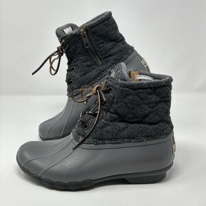 Sperry Womens Gray Size 6 Quilted Duck Boots rain Snow Boot Shoes STS97562